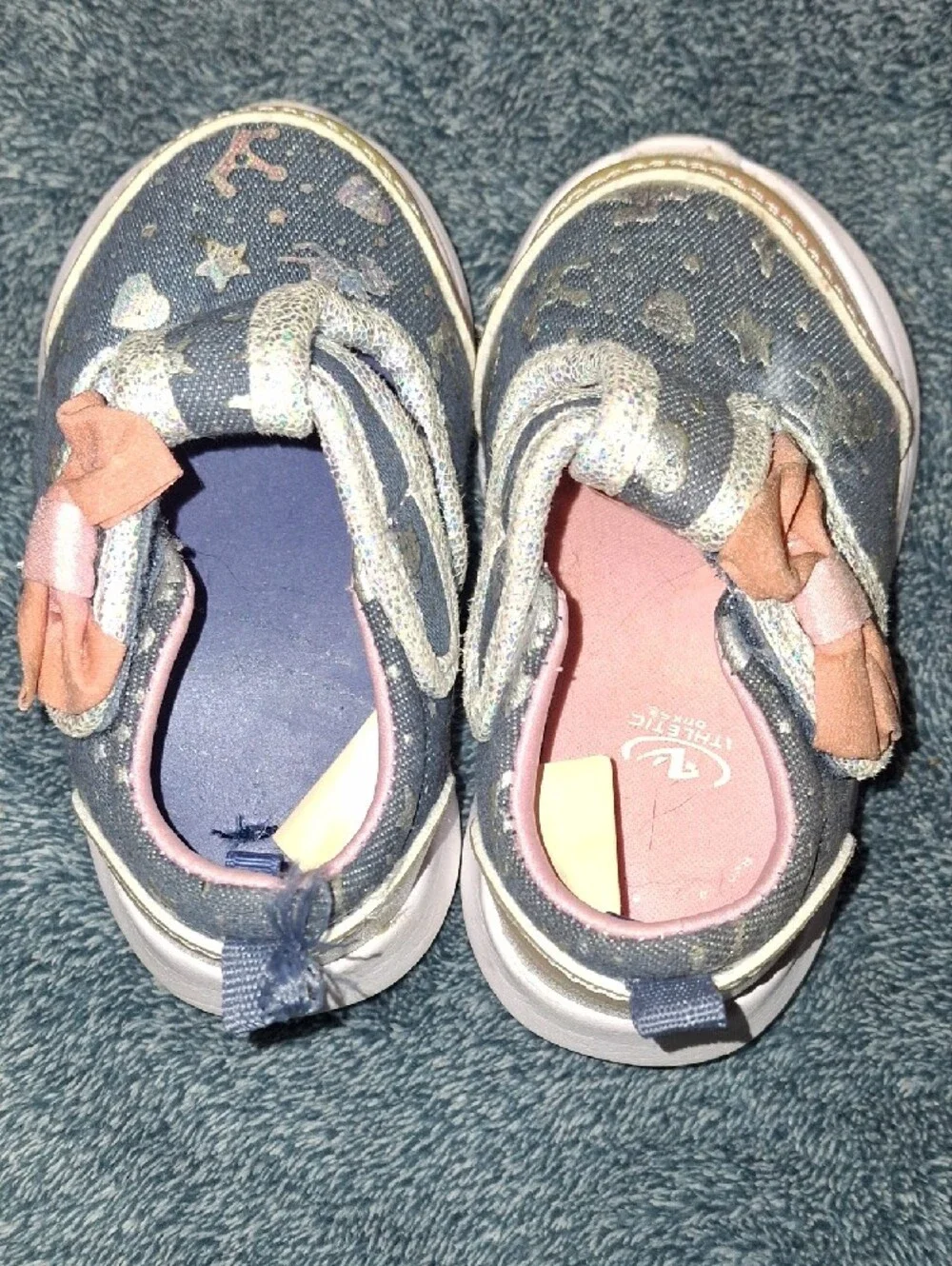 Athletic Works Glitter Unicorn Slip-On Sneakers in Gray and Pink